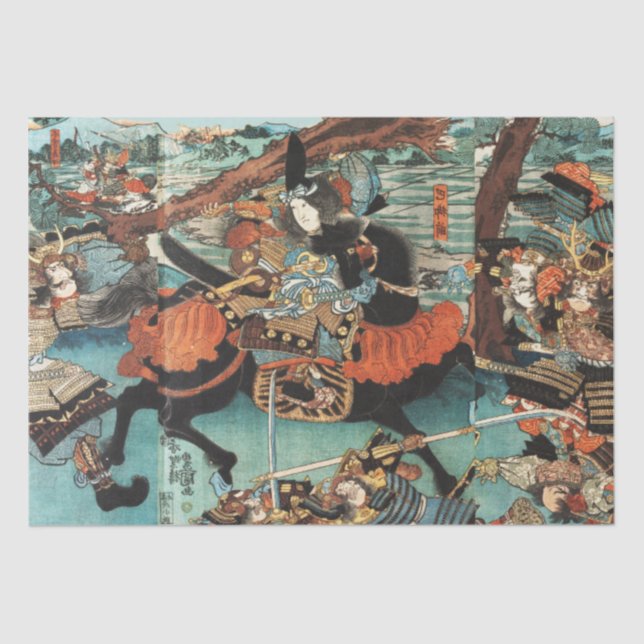 WOMAN SAMURAI TOMOE GOZEN HORSEBACK IN THE BATTLE TISSUE PAPER (Front)