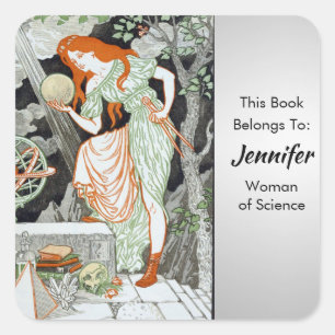 Woman Science by Eugene Grasset Personalise Square Sticker