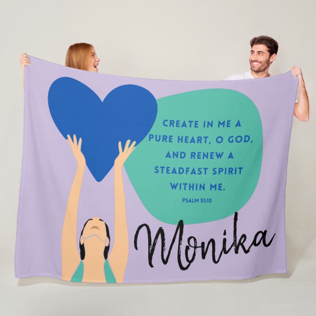 Woman Scripture Heart Christian Personalised Fleec Fleece Blanket (In Situ)