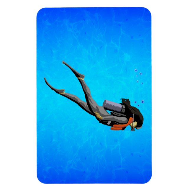 Woman SCUBA Diving Magnet (Vertical)