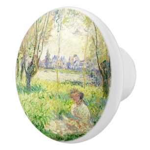 Woman Seated under the Willows by Claude Monet Ceramic Knob