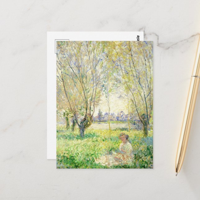 Woman Seated under the Willows by Claude Monet Postcard (Front/Back In Situ)