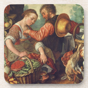 Woman Selling Vegetables, 1567 (oil on canvas) Coaster