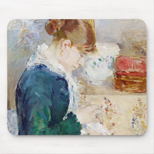Woman Sewing, Berthe Morisot Mouse Pad (Front)