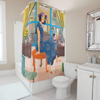 Woman shower curtain