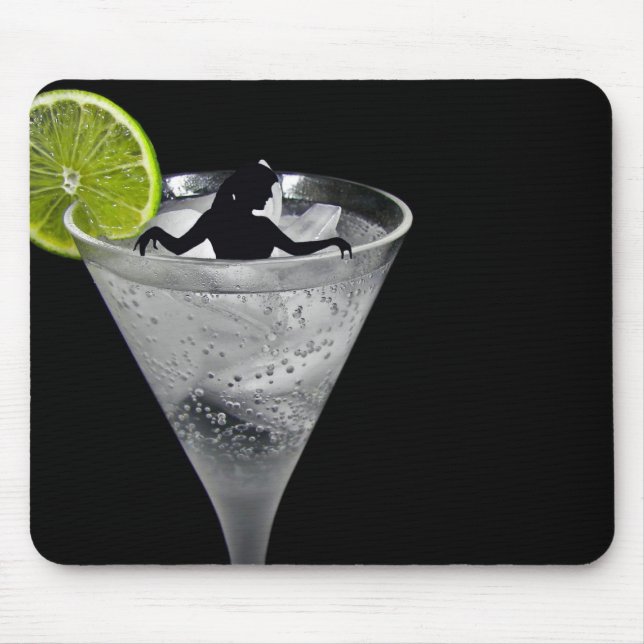 woman silhouette in cocktail mouse pad (Front)