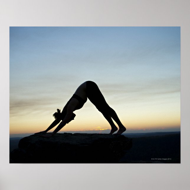 woman silhouetted against the sunset practicing poster (Front)