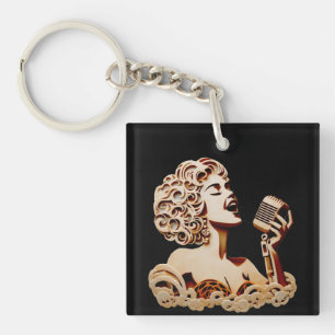 Woman singing paper crafts music art  key ring