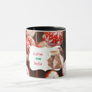 Woman Sipping Coffee with Christmas Balls Mug