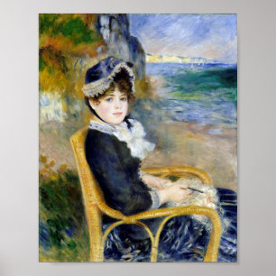 Woman sitting by the sea by Pierre-Auguste Renoir Poster