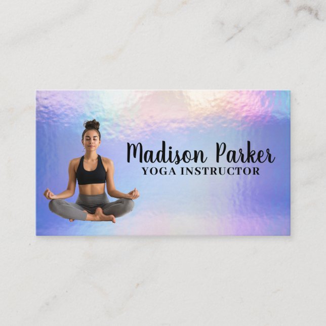 Woman Sitting Cross Legged |  Pastel Iridescent Business Card (Front)