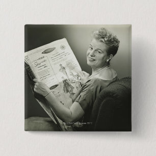 Woman Sitting in Chair 15 Cm Square Badge