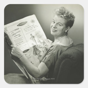 Woman Sitting in Chair Square Sticker