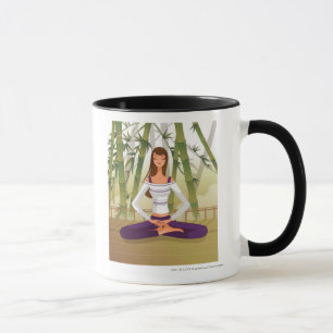 Woman sitting in lotus position, meditating mug