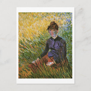 Woman Sitting in the Grass Van Gogh Fine Art Postcard