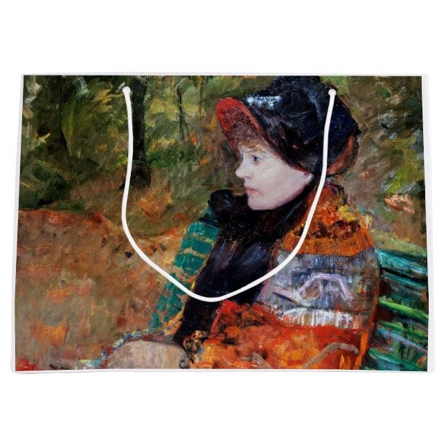 Woman Sitting on the Bench, Mary Cassatt Large Gift Bag (Front)