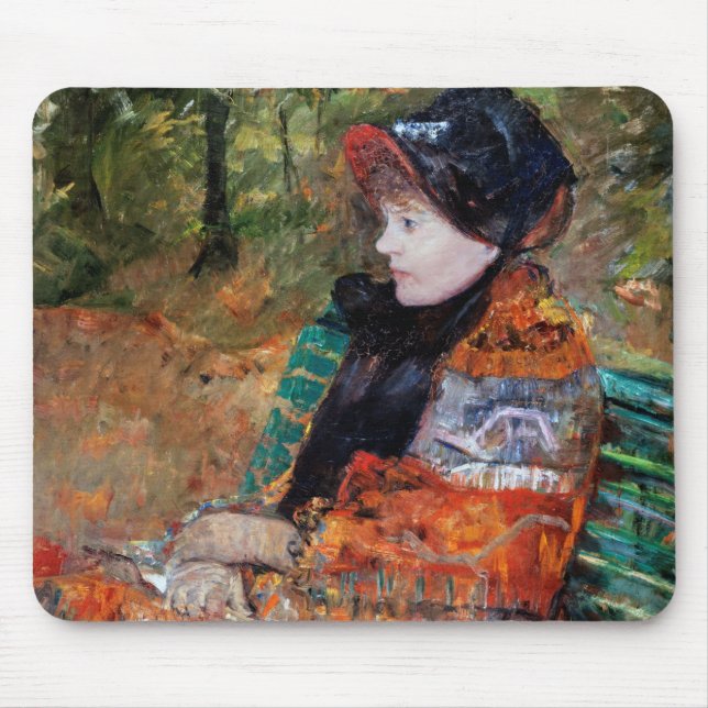 Woman Sitting on the Bench, Mary Cassatt Mouse Pad (Front)