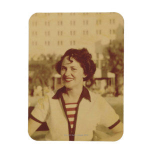 Woman Sitting Outside Magnet