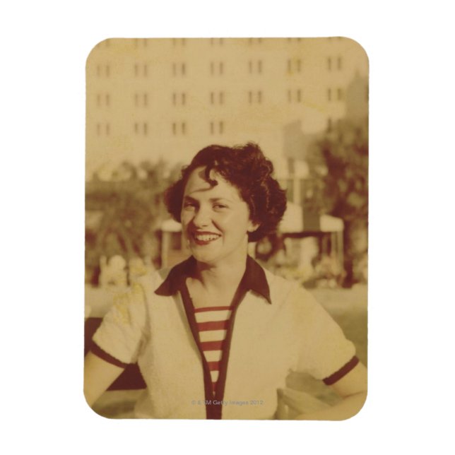 Woman Sitting Outside Magnet (Vertical)