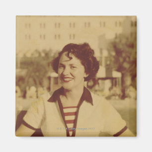 Woman Sitting Outside Magnet