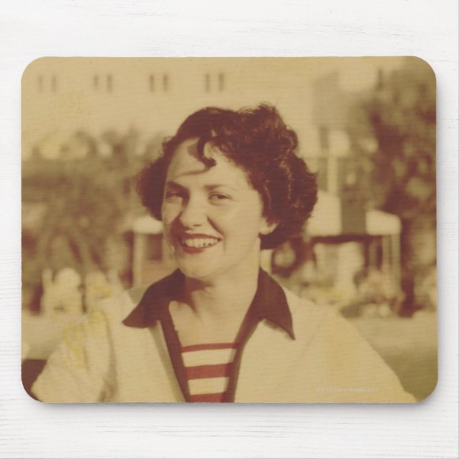Woman Sitting Outside Mouse Pad (Front)