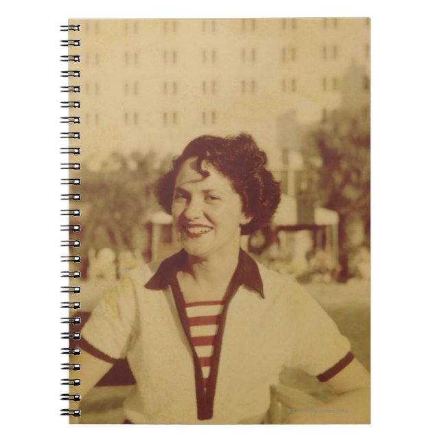 Woman Sitting Outside Spiral Notebook (Front)