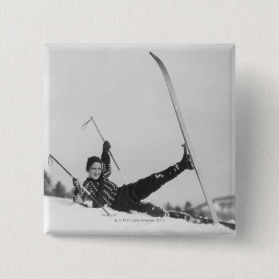 Woman Skier 2 15 Cm Square Badge