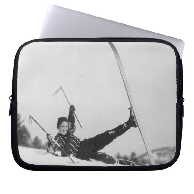 Woman Skier 2 Laptop Sleeve (Front)
