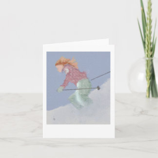 Woman Skier Art Card