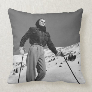Woman Skier Cushion
