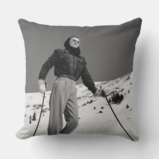 Woman Skier Cushion (Front)