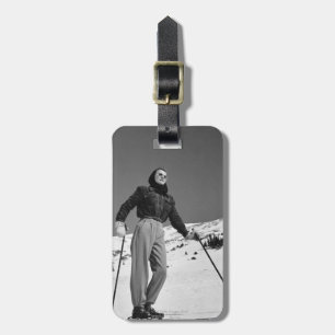 Woman Skier Luggage Tag