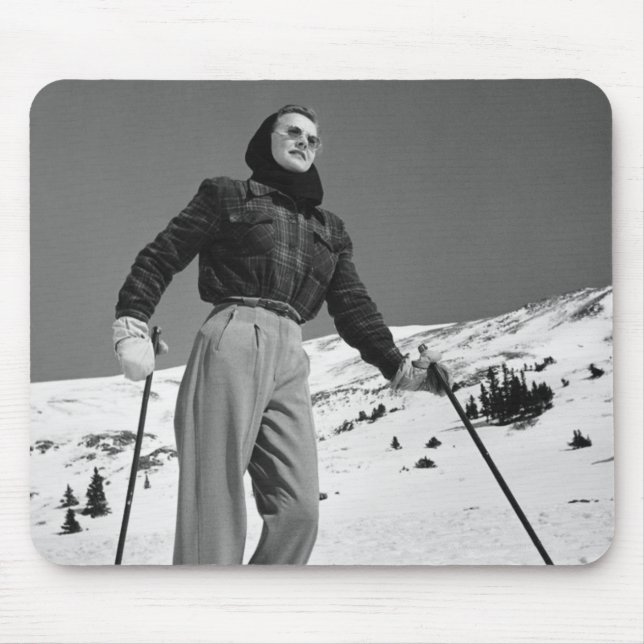 Woman Skier Mouse Pad (Front)
