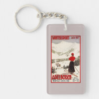 Woman Skier Overlooking Adelboden Poster