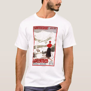 Woman Skier Overlooking Adelboden Poster T-Shirt