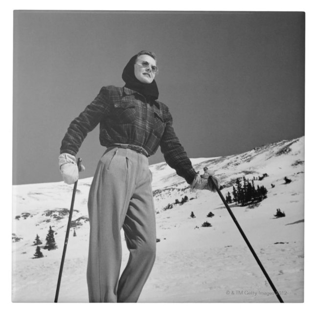 Woman Skier Tile (Front)