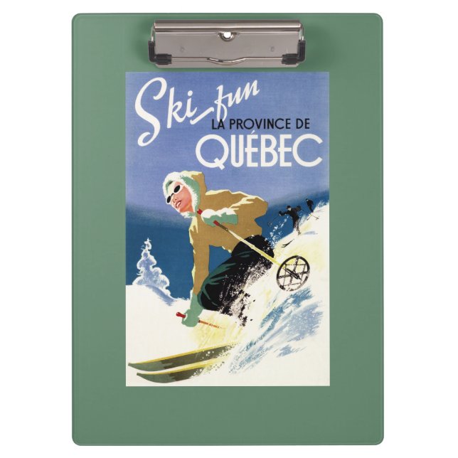 Woman Skiing - Both English and French Poster Clipboard (Front)