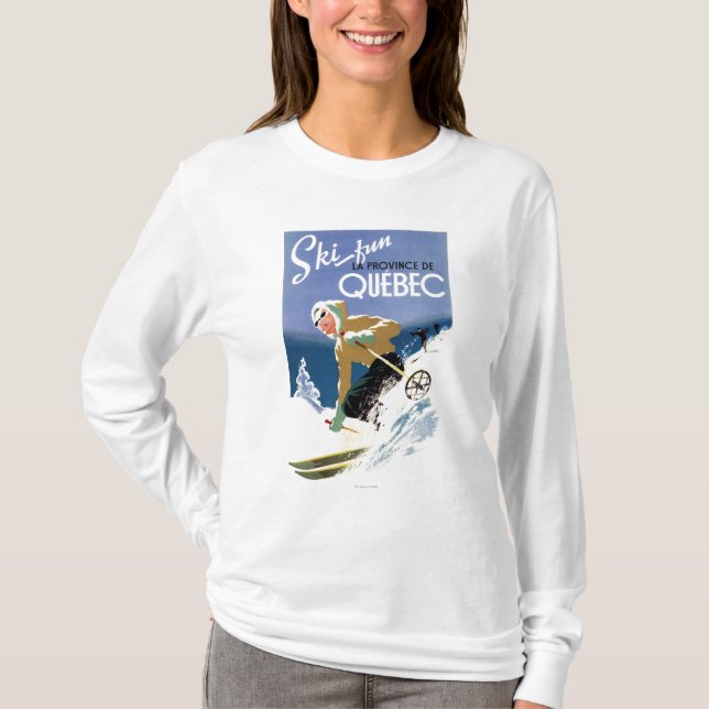 Woman Skiing - Both English and French Poster T-Shirt (Front)