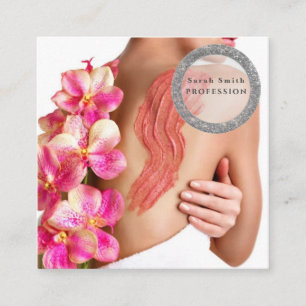 Woman skin body cosmetic scrub square business card