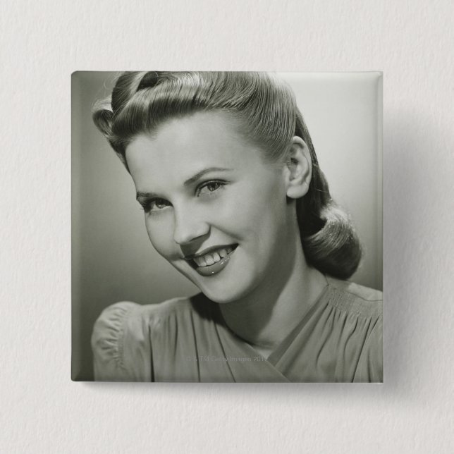 Woman Smiling 2 15 Cm Square Badge (Front)