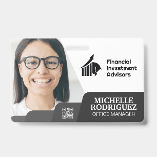 Woman Smiling   Corporate   Barcode Business Card ID Badge