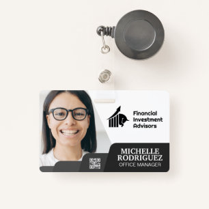 Woman Smiling Corporate Barcode Business Card ID Badge