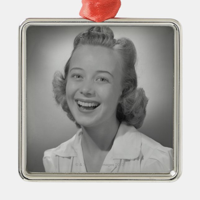 Woman Smiling Metal Tree Decoration (Front)