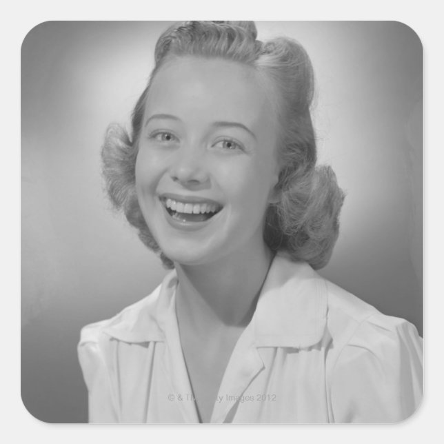 Woman Smiling Square Sticker (Front)