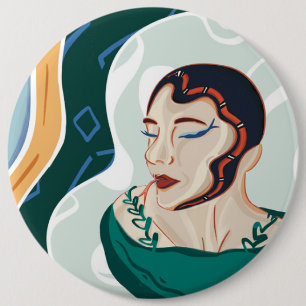 Woman Snake - Snake Head Lady 6 Cm Round Badge