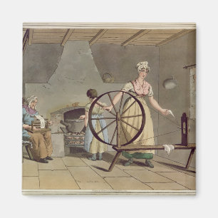 Woman Spinning, from 'Costume of Yorkshire' Magnet