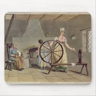Woman Spinning, from 'Costume of Yorkshire' Mouse Pad