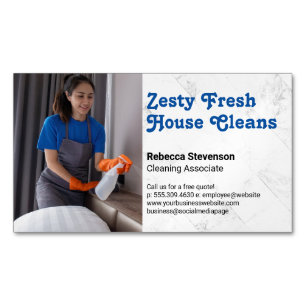 Woman Spray Cleaning   Maid Magnetic Business Card