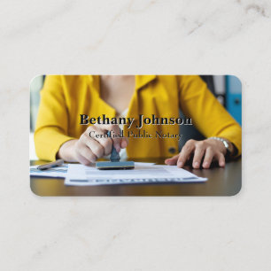 Woman Stamping Documents   Public Notary  Business Card