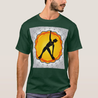 Woman standing in yoga pose against green backgrou T-Shirt